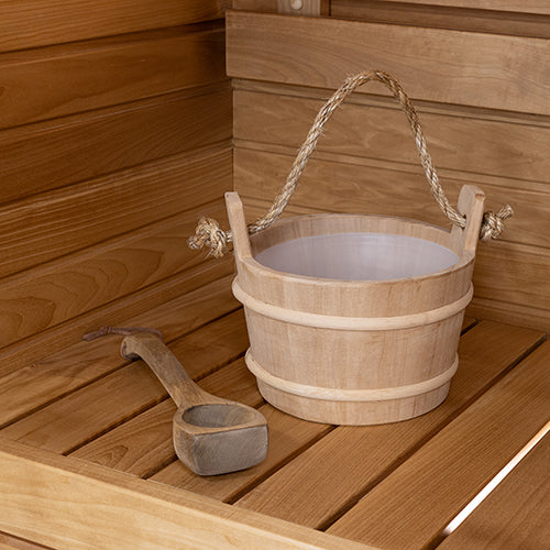 PROSAUNAS Lined Wood Sauna Bucket Rope Handle 4L