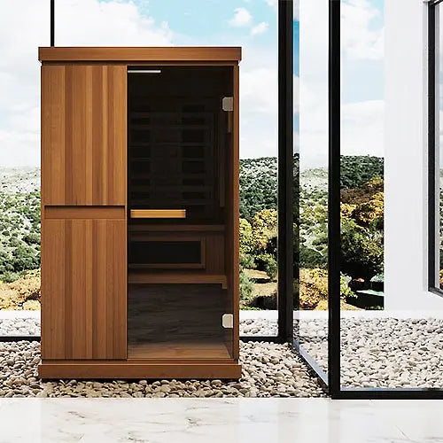 Finnmark FD-4 Trinity Infrared & Steam Sauna Combo (2-Person Home Sauna with Infrared & Traditional Heater 48"W x 48"D x 83"H) Finnmark