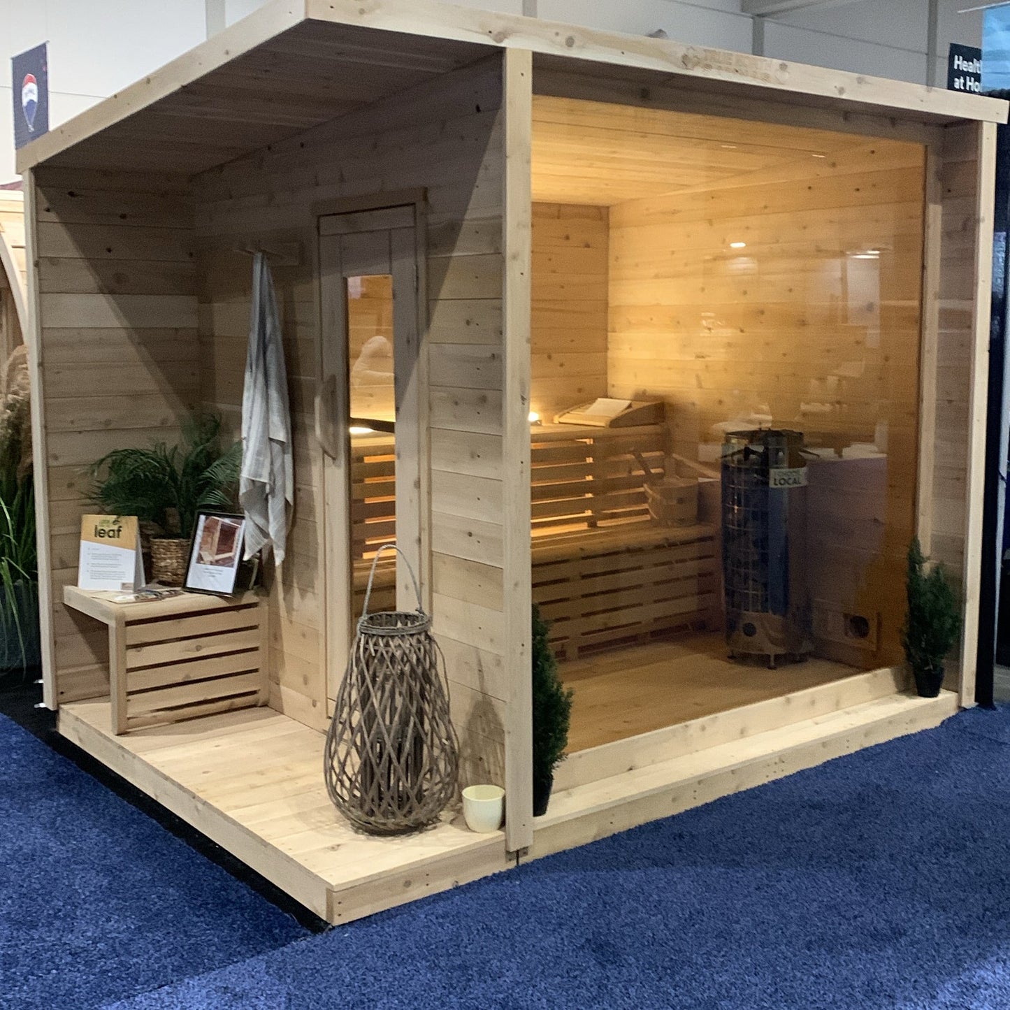 True North White Cedar Outdoor Sauna Cabin with Overhang Jasper