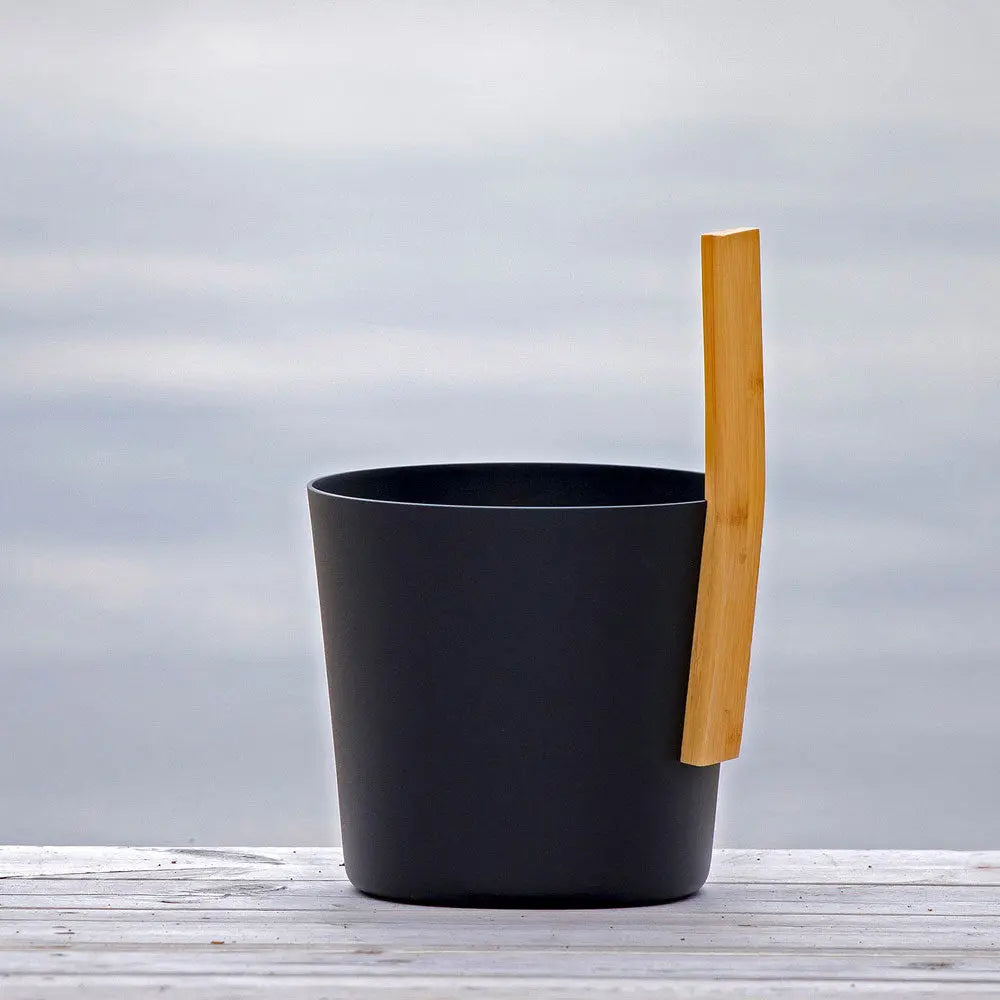 KOLO Bucket 3 (Sauna Bucket with straight handle, Bamboo/Aluminum, 1Gal) KOLO