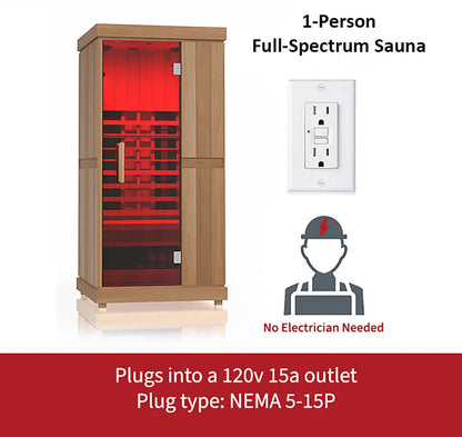 Finnmark FD-1 Full-Spectrum Infrared Sauna (1-Person Home Infrared Sauna, 38”W x 38”D x 78”H) Finnmark