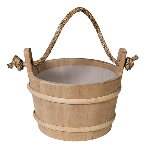 PROSAUNAS Lined Wood Sauna Bucket Rope Handle 4L