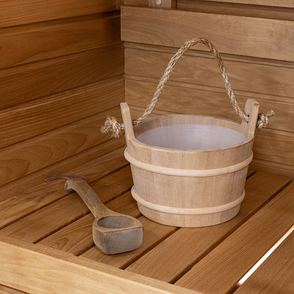 PROSAUNAS Lined Wood Sauna Bucket Rope Handle 4L