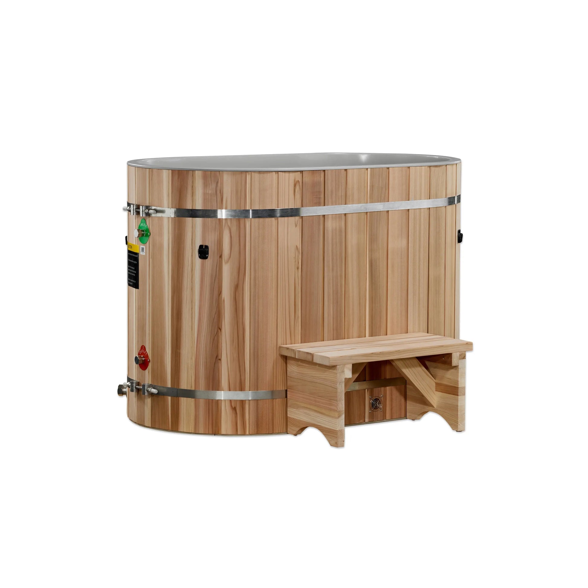 DCT Oval Barrel Tub (50-P) Pacific Cedar - 3/4 IN-OUT without Motor (DCT-BO-50-PLPC-34) Dynamic Cold Therapy
