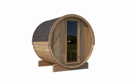 SaunaLife Model E7 Sauna Barrel (ERGO Series Sauna Barrel 71"L x 81"D, 4-Person) SaunaLife