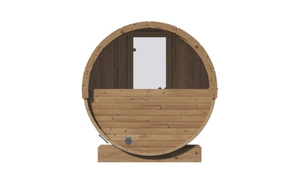 SaunaLife Model E7W Sauna Barrel-Window (ERGO Series Sauna Barrel, 71"L x 81"D, Rear Window, 4-Person) SaunaLife