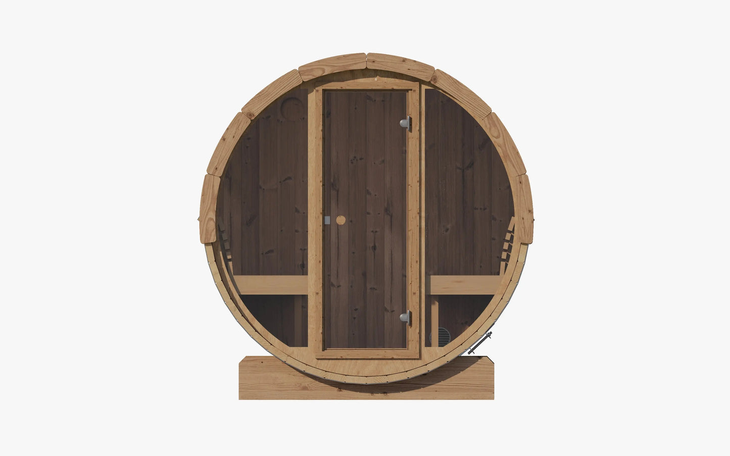 SaunaLife Model E8G Sauna Barrel Glass Front (ERGO Series Sauna Barrel 87"D x 81"H, 6-Person, Glass Front) SaunaLife