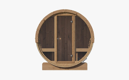 SaunaLife Model E8G Sauna Barrel Glass Front (ERGO Series Sauna Barrel 87"D x 81"H, 6-Person, Glass Front) SaunaLife