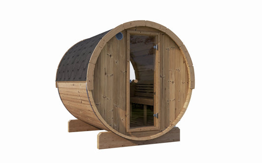 SaunaLife Model E8W Sauna Barrel-Window (ERGO Series Sauna Barrel 87"D x 81"H [Diameter] Rear Window) SaunaLife