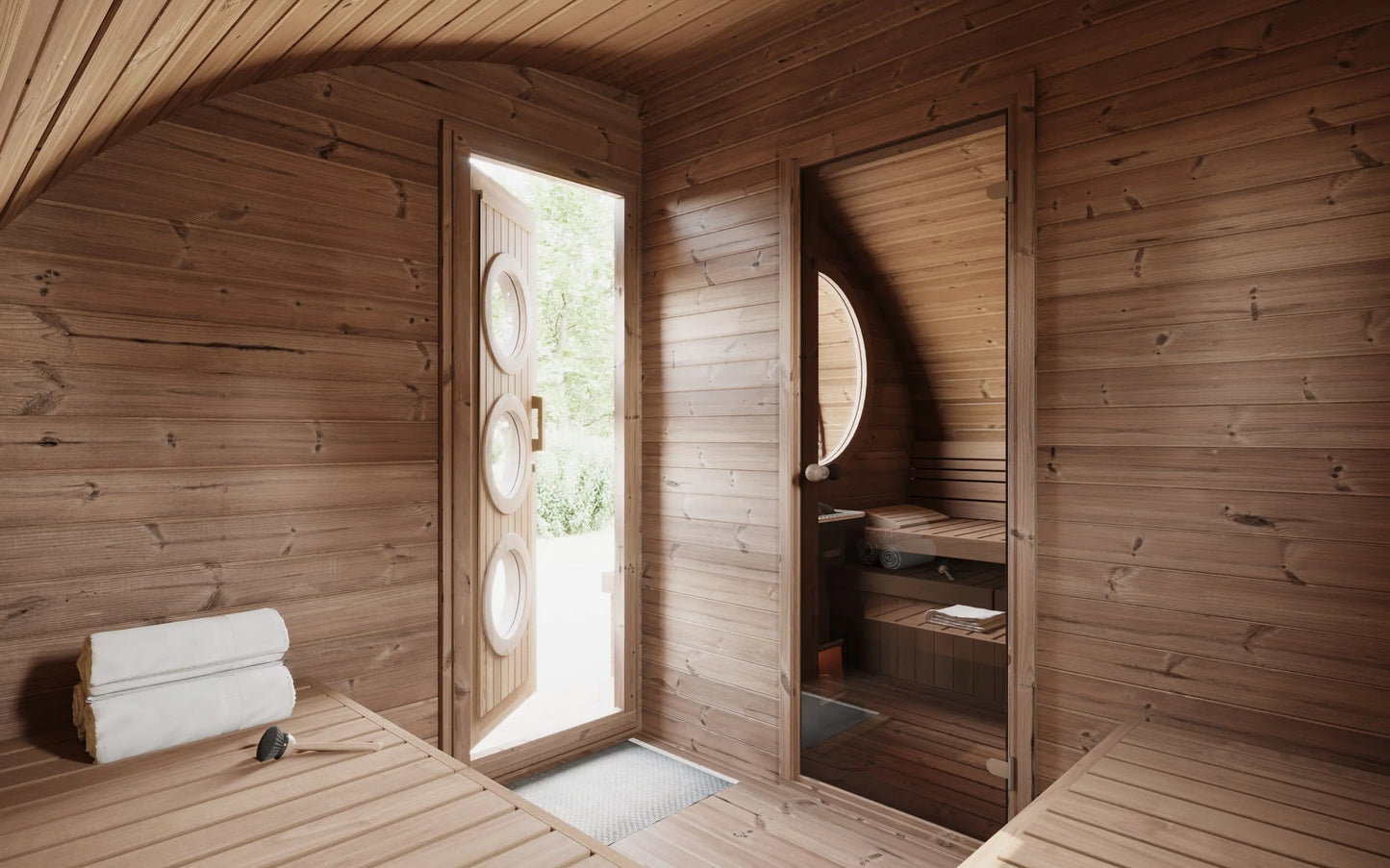 SaunaLife Model G11 (Garden-Series Outdoor Home Sauna Kit -2 Room Sauna - Up to 8 Persons) SaunaLife