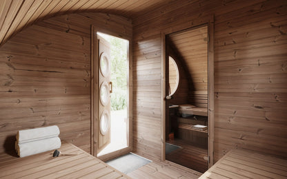 SaunaLife Model G11 (Garden-Series Outdoor Home Sauna Kit -2 Room Sauna - Up to 8 Persons) SaunaLife