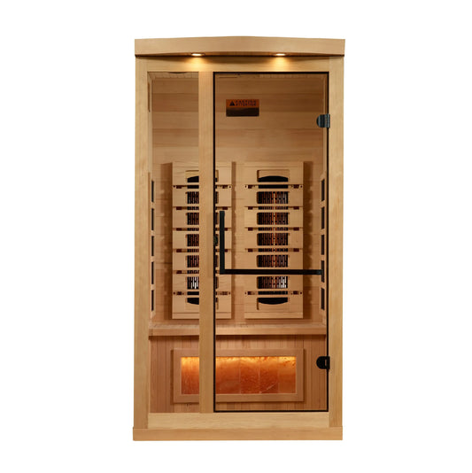 Golden Designs 1-2-Person Full Spectrum PureTech™ Near Zero EMF FAR Infrared Sauna with Himalayan Salt Bar (GDI 8010-03) Golden Designs Inc (NA)