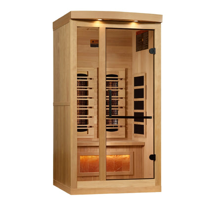 Golden Designs 1-2-Person Full Spectrum PureTech™ Near Zero EMF FAR Infrared Sauna with Himalayan Salt Bar (GDI 8010-03) Golden Designs Inc (NA)