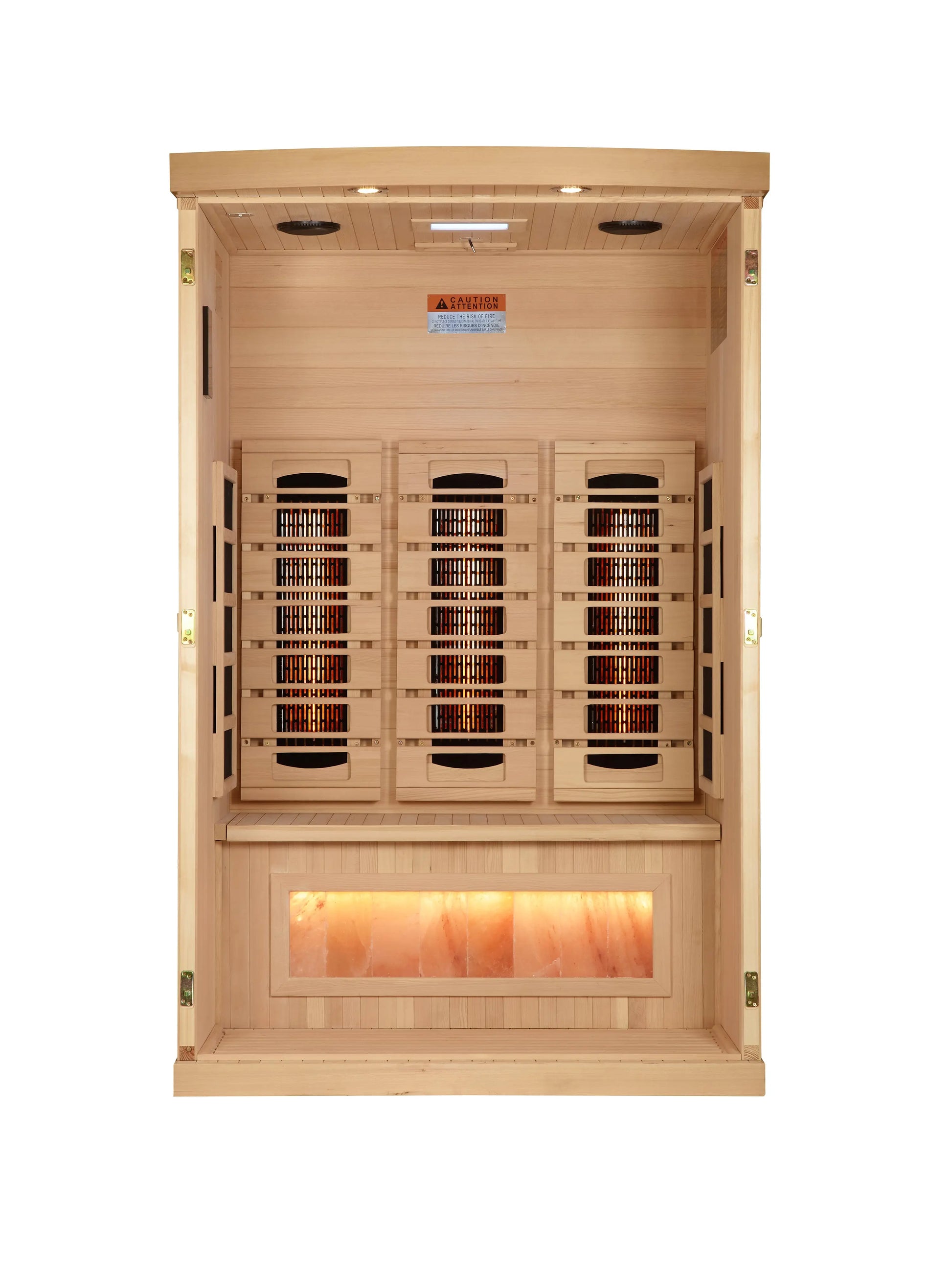 Golden Designs 2-Person Full Spectrum PureTech™ Near Zero EMF FAR Infrared Sauna with Himalayan Salt Bar (GDI-8020-03) Golden Designs Inc (NA)