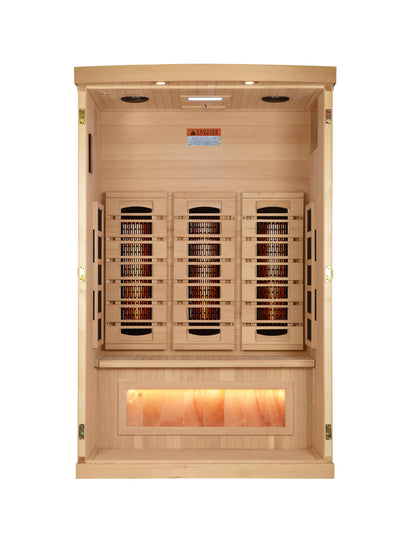 Golden Designs 2-Person Full Spectrum PureTech™ Near Zero EMF FAR Infrared Sauna with Himalayan Salt Bar (GDI-8020-03) Golden Designs Inc (NA)