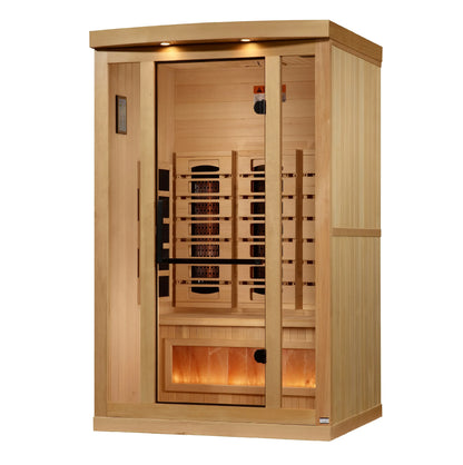 Golden Designs 2-Person Full Spectrum PureTech™ Near Zero EMF FAR Infrared Sauna with Himalayan Salt Bar (GDI-8020-03) Golden Designs Inc (NA)