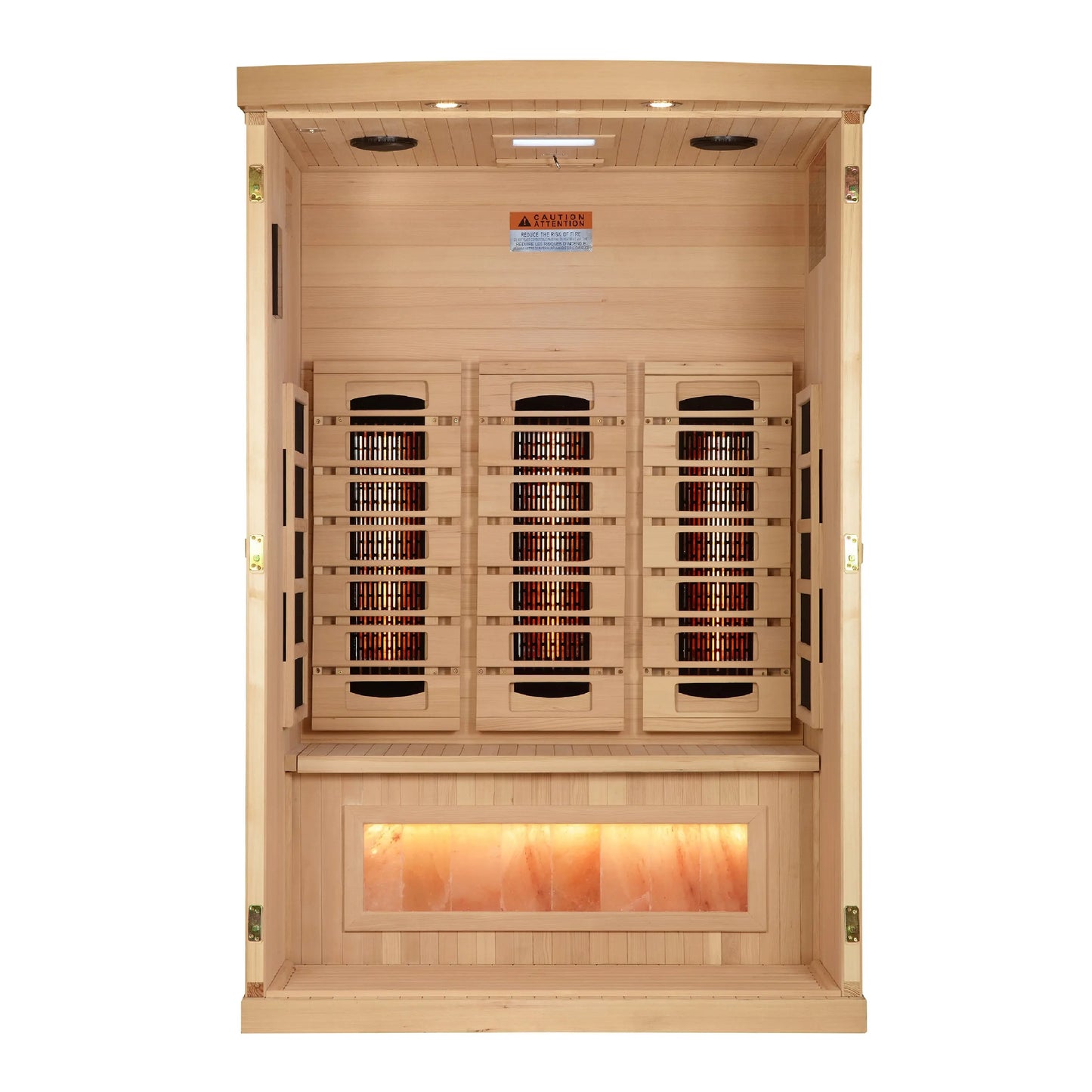Golden Designs 2-Person Full Spectrum PureTech™ Near Zero EMF FAR Infrared Sauna with Himalayan Salt Bar (GDI-8020-03) Golden Designs Inc (NA)