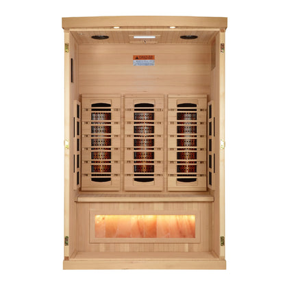 Golden Designs 2-Person Full Spectrum PureTech™ Near Zero EMF FAR Infrared Sauna with Himalayan Salt Bar (GDI-8020-03) Golden Designs Inc (NA)