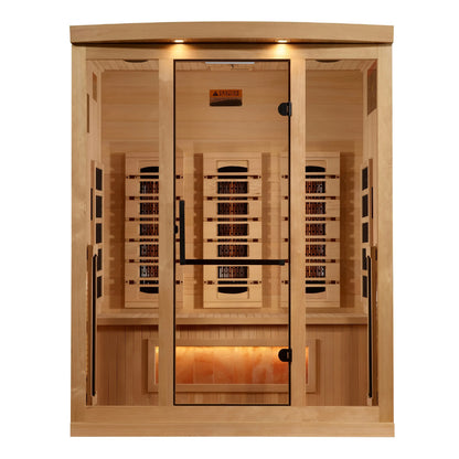Golden Designs 3-Person Full Spectrum PureTech™ Near Zero EMF FAR Infrared Sauna with Himalayan Salt Bar (GDI-8030-03) Golden Designs Inc (NA)
