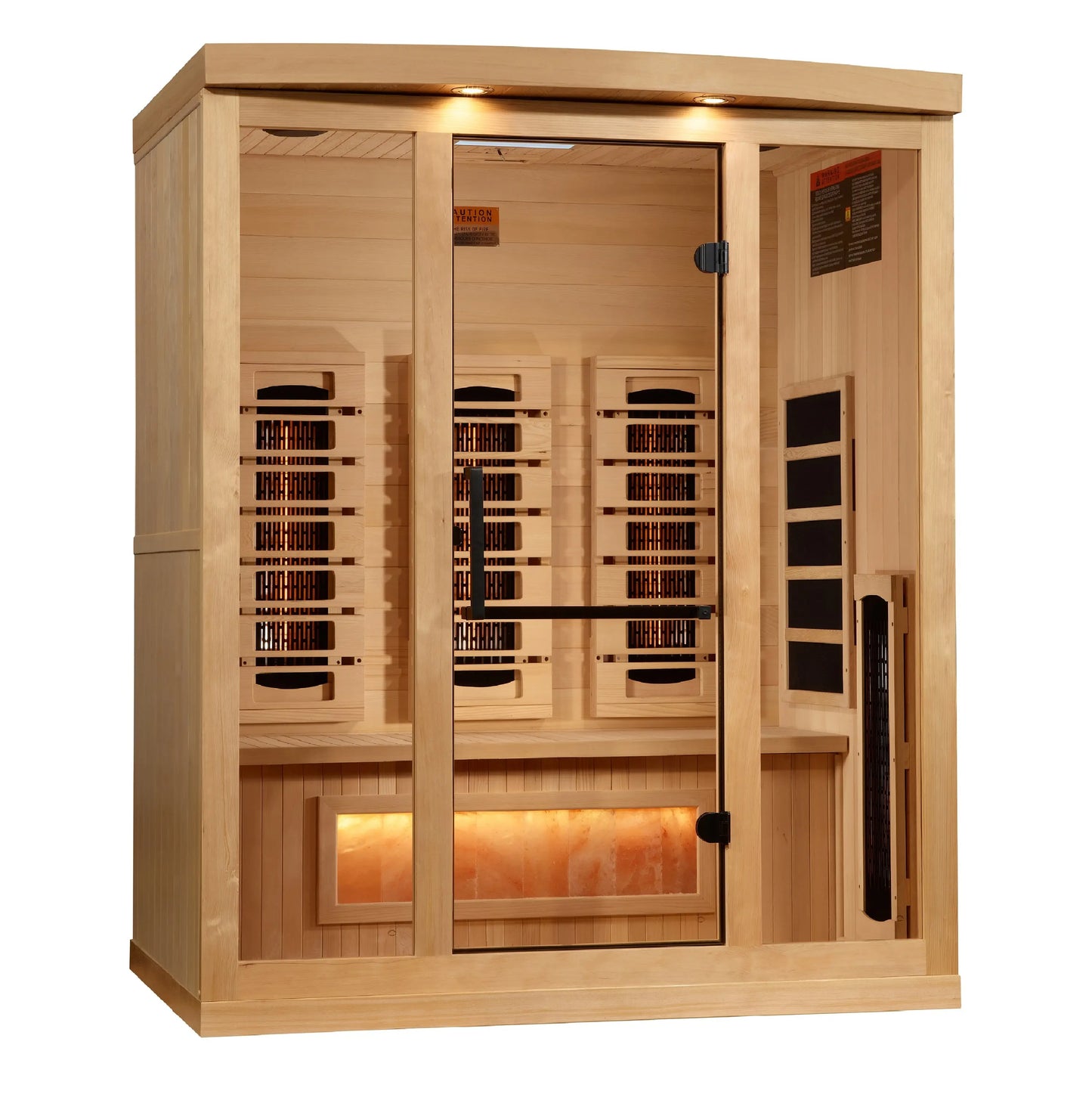 Golden Designs 3-Person Full Spectrum PureTech™ Near Zero EMF FAR Infrared Sauna with Himalayan Salt Bar (GDI 8030-03) Golden Designs Inc (NA)