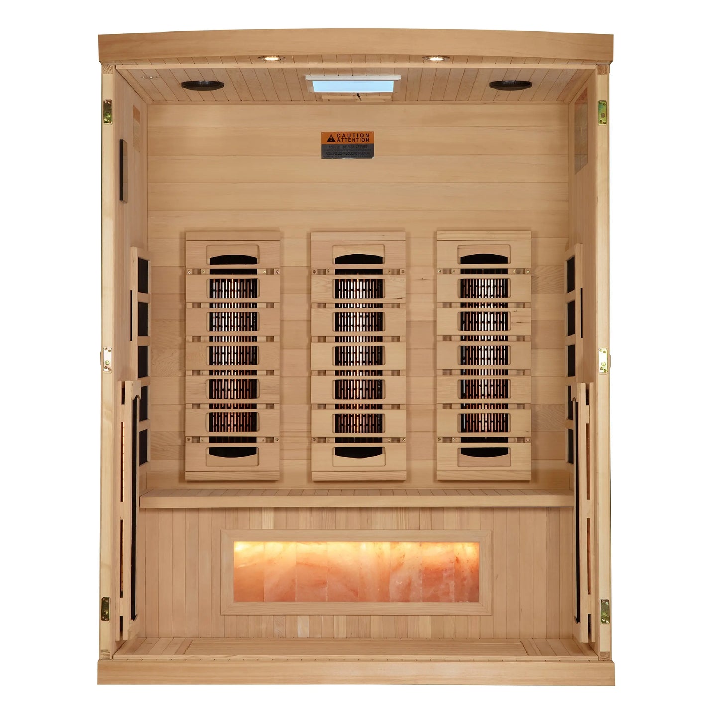 Golden Designs 3-Person Full Spectrum PureTech™ Near Zero EMF FAR Infrared Sauna with Himalayan Salt Bar (GDI 8030-03) Golden Designs Inc (NA)