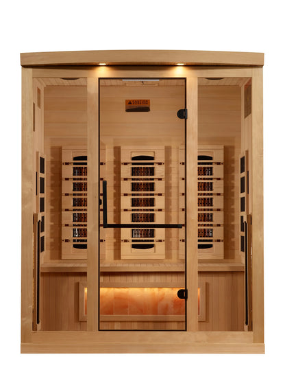 Golden Designs 3-Person Full Spectrum PureTech™ Near Zero EMF FAR Infrared Sauna with Himalayan Salt Bar (GDI-8030-03) Golden Designs Inc (NA)