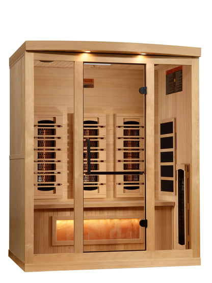 Golden Designs 3-Person Full Spectrum PureTech™ Near Zero EMF FAR Infrared Sauna with Himalayan Salt Bar (GDI-8030-03) Golden Designs Inc (NA)