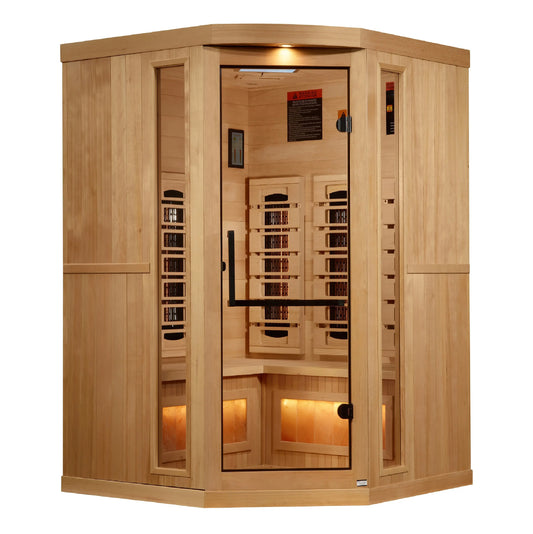 Golden Designs 3-Person Corner Full Spectrum PureTech™ Near Zero EMF FAR Infrared Sauna with Himalayan Salt Bar (GDI-8035-03) Golden Designs Inc (NA)