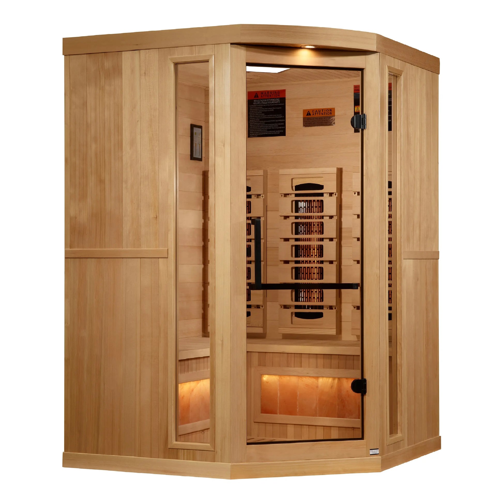 Golden Designs 3-Person Corner Full Spectrum PureTech™ Near Zero EMF FAR Infrared Sauna with Himalayan Salt Bar (GDI-8035-03) Golden Designs Inc (NA)