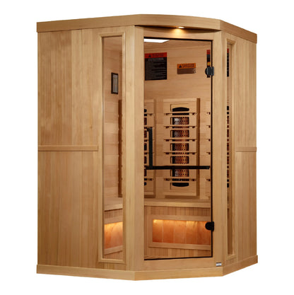 Golden Designs 3-Person Corner Full Spectrum PureTech™ Near Zero EMF FAR Infrared Sauna with Himalayan Salt Bar (GDI-8035-03) Golden Designs Inc (NA)