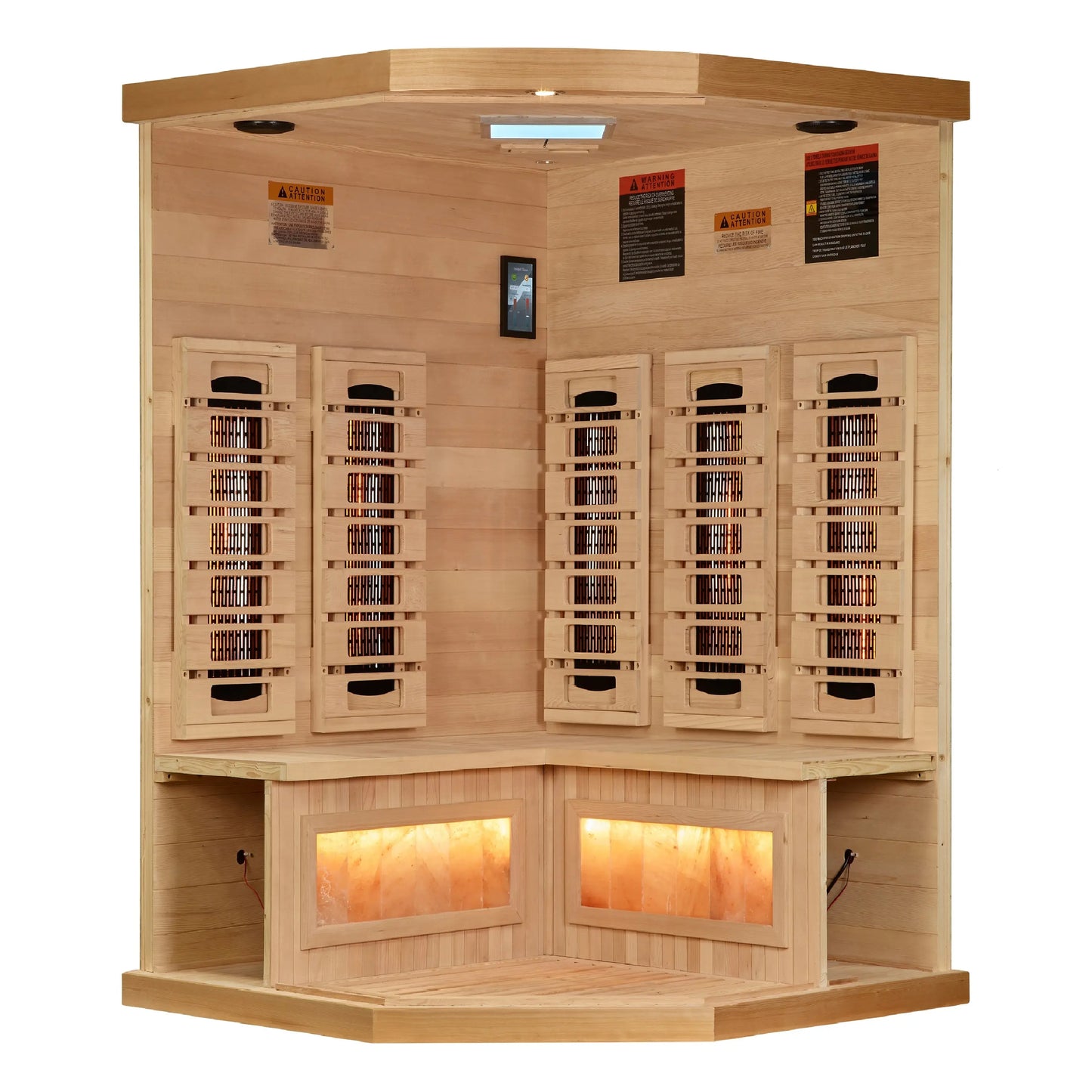 Golden Designs 3-Person Corner Full Spectrum PureTech™ Near Zero EMF FAR Infrared Sauna with Himalayan Salt Bar (GDI-8035-03) Golden Designs Inc (NA)