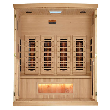 Golden Designs 4-Person Full Spectrum PureTech™ Near Zero EMF FAR Infrared Sauna with Himalayan Salt Bar (GDI-8040-03) Golden Designs Inc (NA)
