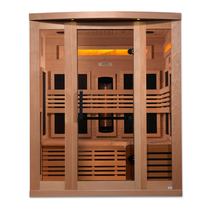 Golden Designs 3-Person Full Spectrum PureTech™ Near Zero EMF FAR Infrared Sauna with Himalayan Salt Bar (GDI-8230-01) Golden Designs Inc (NA)