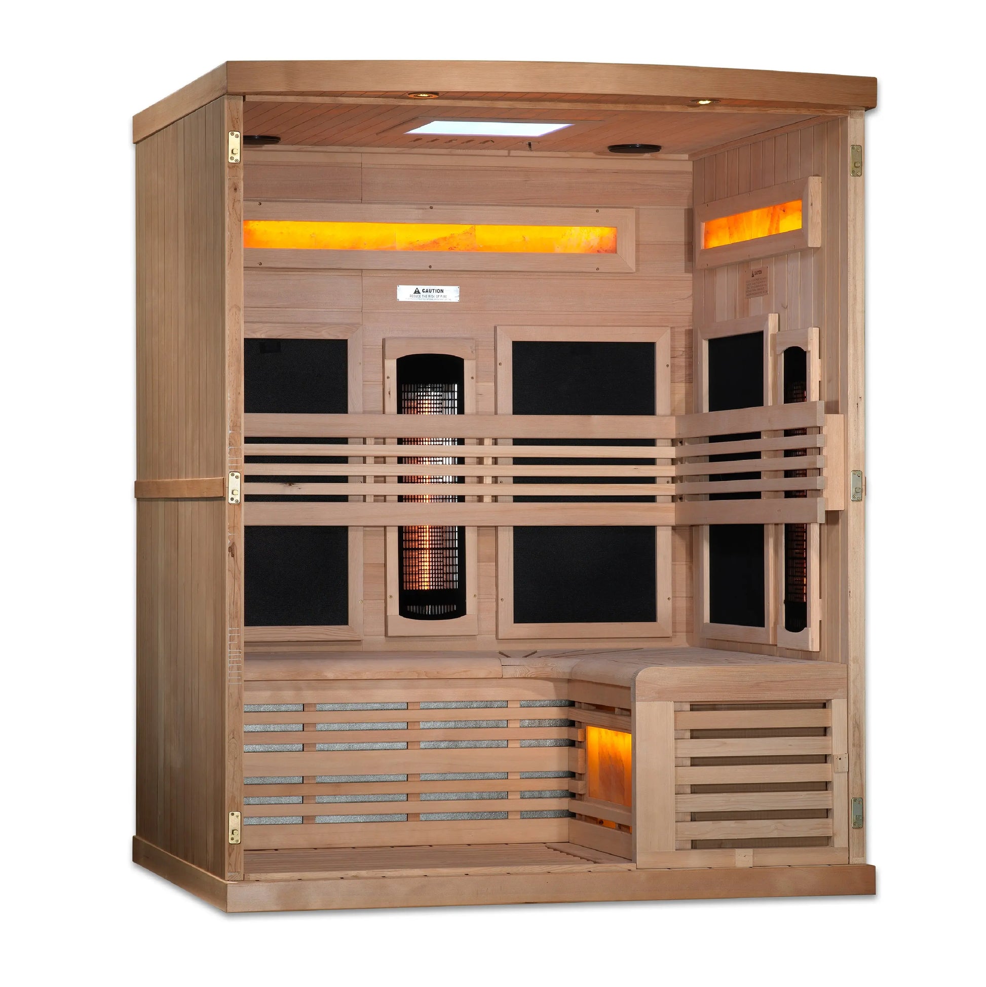 Golden Designs 3-Person Full Spectrum PureTech™ Near Zero EMF FAR Infrared Sauna with Himalayan Salt Bar (GDI-8230-01) Golden Designs Inc (NA)