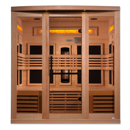 Golden Designs 6-Person Full Spectrum PureTech™ Near Zero EMF FAR Infrared Sauna with Himalayan Salt Bar (GDI-8260-01) Golden Designs Inc (NA)