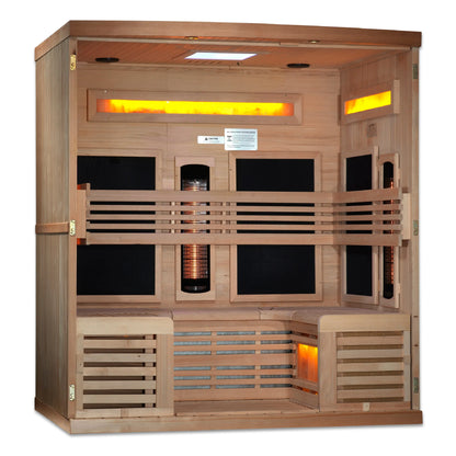Golden Designs 6-Person Full Spectrum PureTech™ Near Zero EMF FAR Infrared Sauna with Himalayan Salt Bar (GDI-8260-01) Golden Designs Inc (NA)