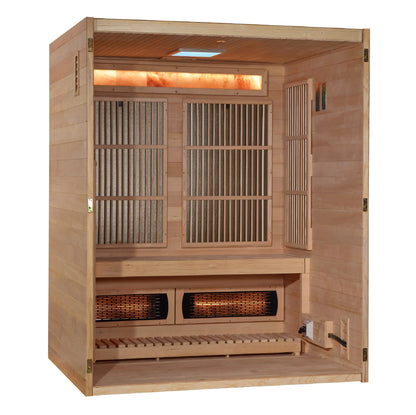 Golden Designs "Soria" 3 Per Hybrid Sauna (Indoor) Full Spectrum and Harvia Traditional Stove (GDI 8330-01) Golden Designs Inc (NA)
