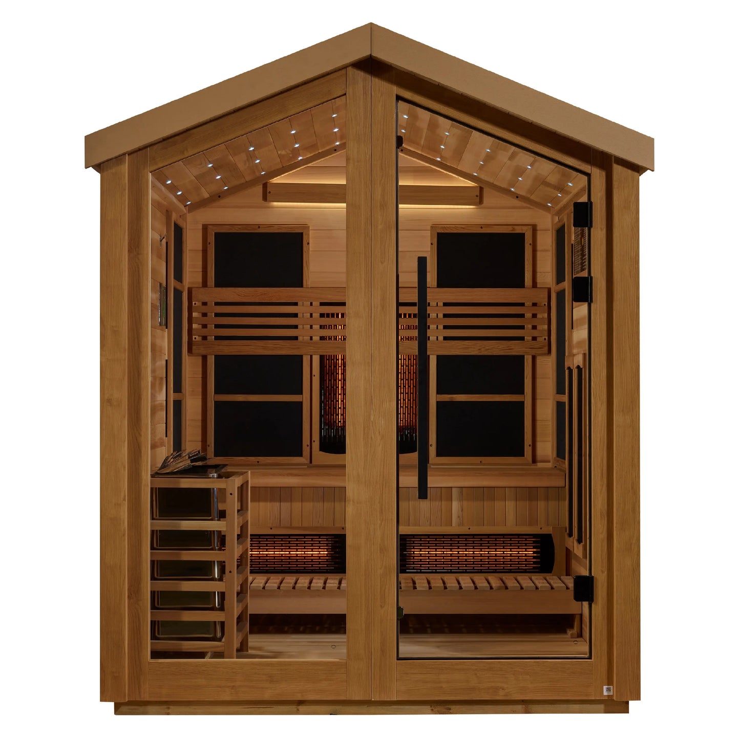 Golden Designs Loviisa 3 Person Hybrid (PureTech™ Full Spectrum IR or Traditional Stove) Outdoor Sauna (GDI-8523-01) Golden Designs Inc (NA)