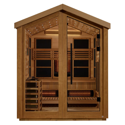 Golden Designs Loviisa 3 Person Hybrid (PureTech™ Full Spectrum IR or Traditional Stove) Outdoor Sauna (GDI-8523-01) Golden Designs Inc (NA)
