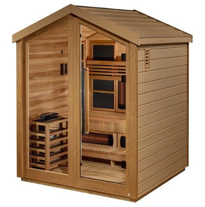 Golden Designs Loviisa 3 Person Hybrid (PureTech™ Full Spectrum IR or Traditional Stove) Outdoor Sauna (GDI-8523-01) Golden Designs Inc (NA)