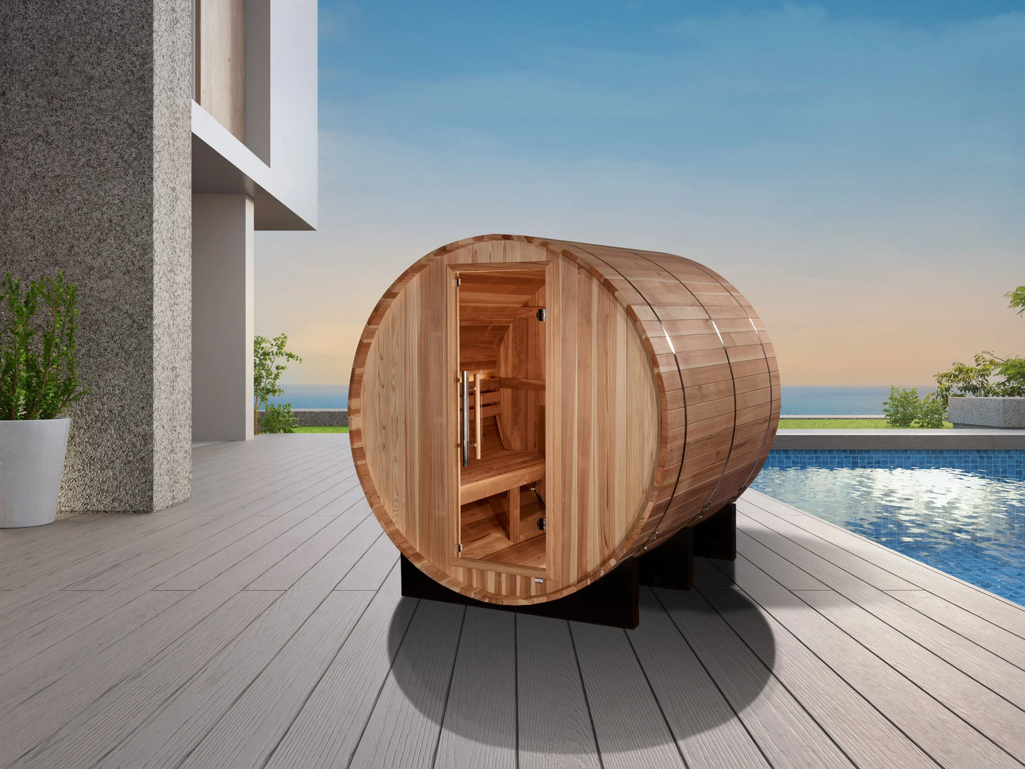 Golden Designs "Arosa" 4 Person Barrel Traditional Sauna (GDI-B004-01) Golden Designs Inc (NA)