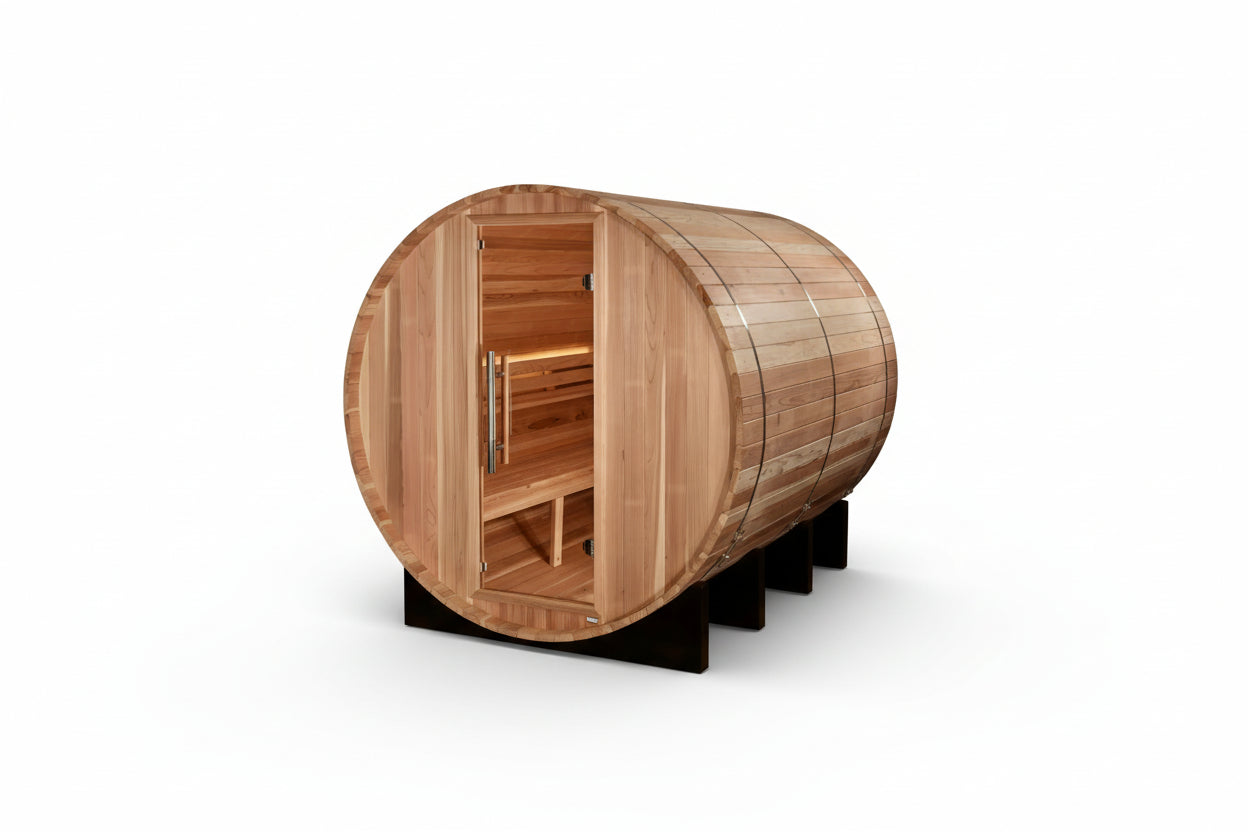 Golden Designs "Klosters" 6 Person Barrel Traditional Sauna - Pacific Cedar (GDI-B006-01) Golden Designs Inc (NA)