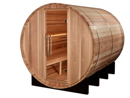 Golden Designs "Klosters" 6 Person Barrel Traditional Sauna - Pacific Cedar (GDI-B006-01) Golden Designs Inc (NA)