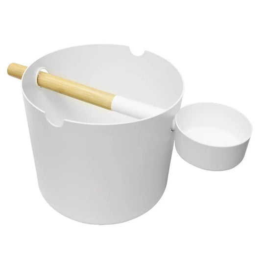 KOLO Bucket and Ladle (Sauna Bucket and Ladle Set, Bamboo/Aluminum, 1Gal) KOLO