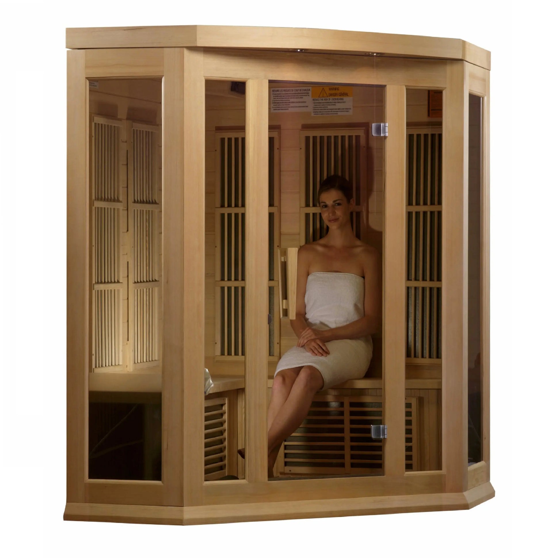 Maxxus 3-Person Corner Low EMF FAR Infrared Sauna (MX-K356-01 Hemlock) Maxxus