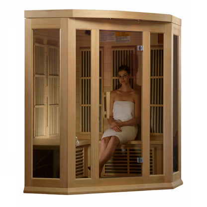 Maxxus 3-Person Corner Low EMF FAR Infrared Sauna (MX-K356-01 Hemlock) Maxxus