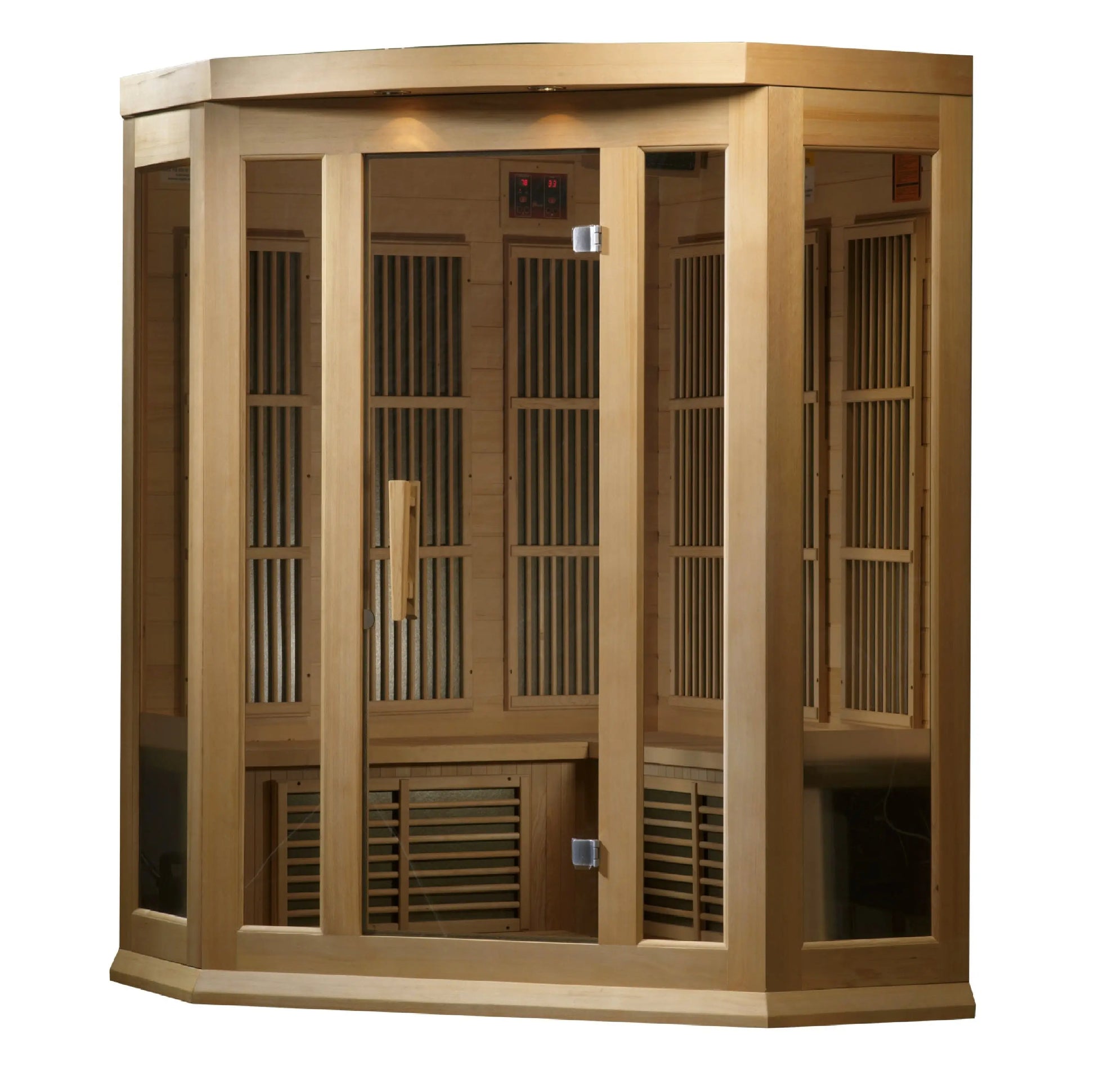 Maxxus 3-Person Corner Low EMF FAR Infrared Sauna (MX-K356-01 Hemlock) Maxxus