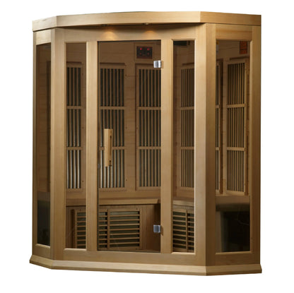 Maxxus 3-Person Corner Low EMF FAR Infrared Sauna (MX-K356-01 Hemlock) Maxxus