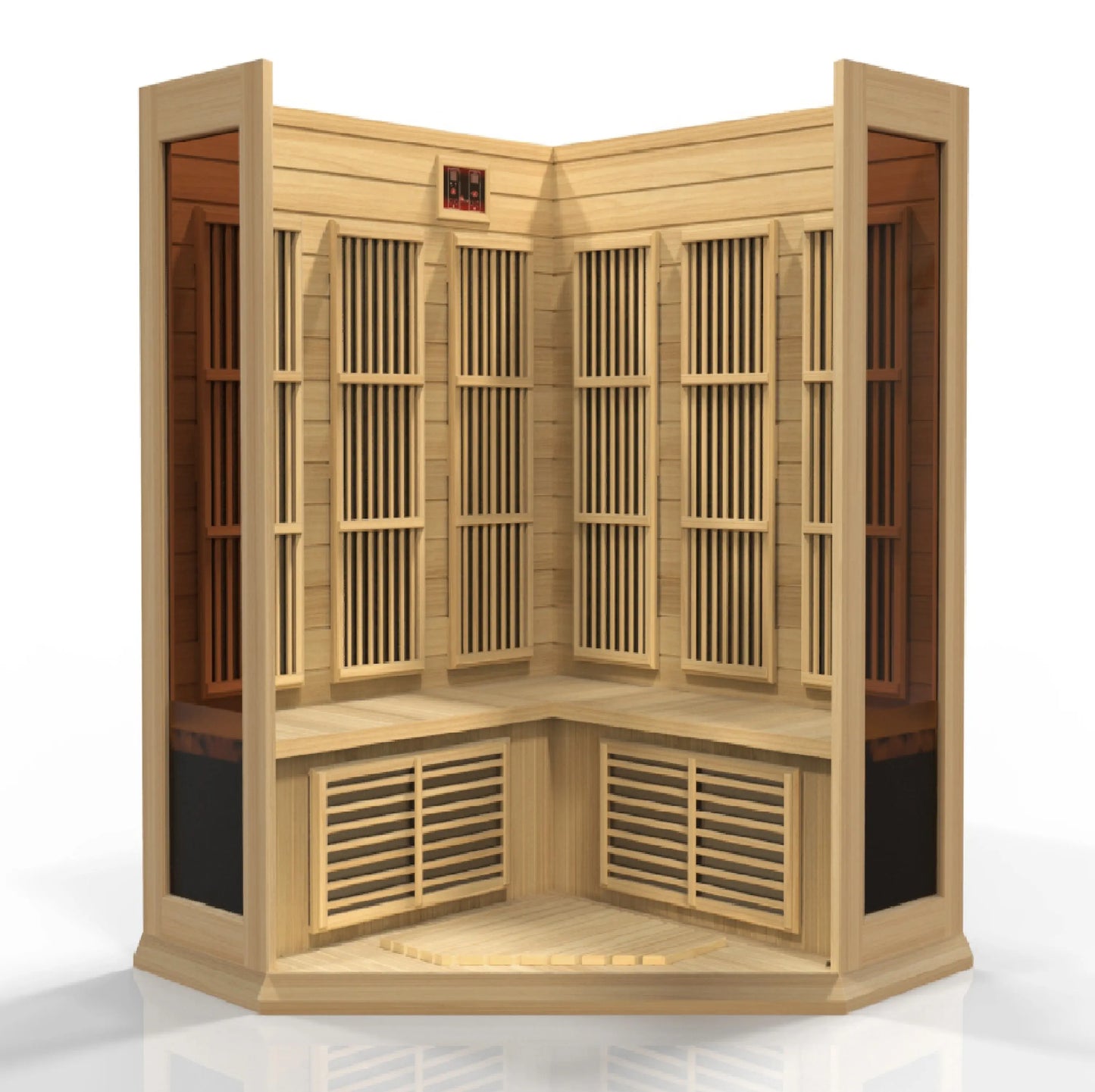 Maxxus 3-Person Corner Low EMF FAR Infrared Sauna (MX-K356-01 Hemlock) Maxxus