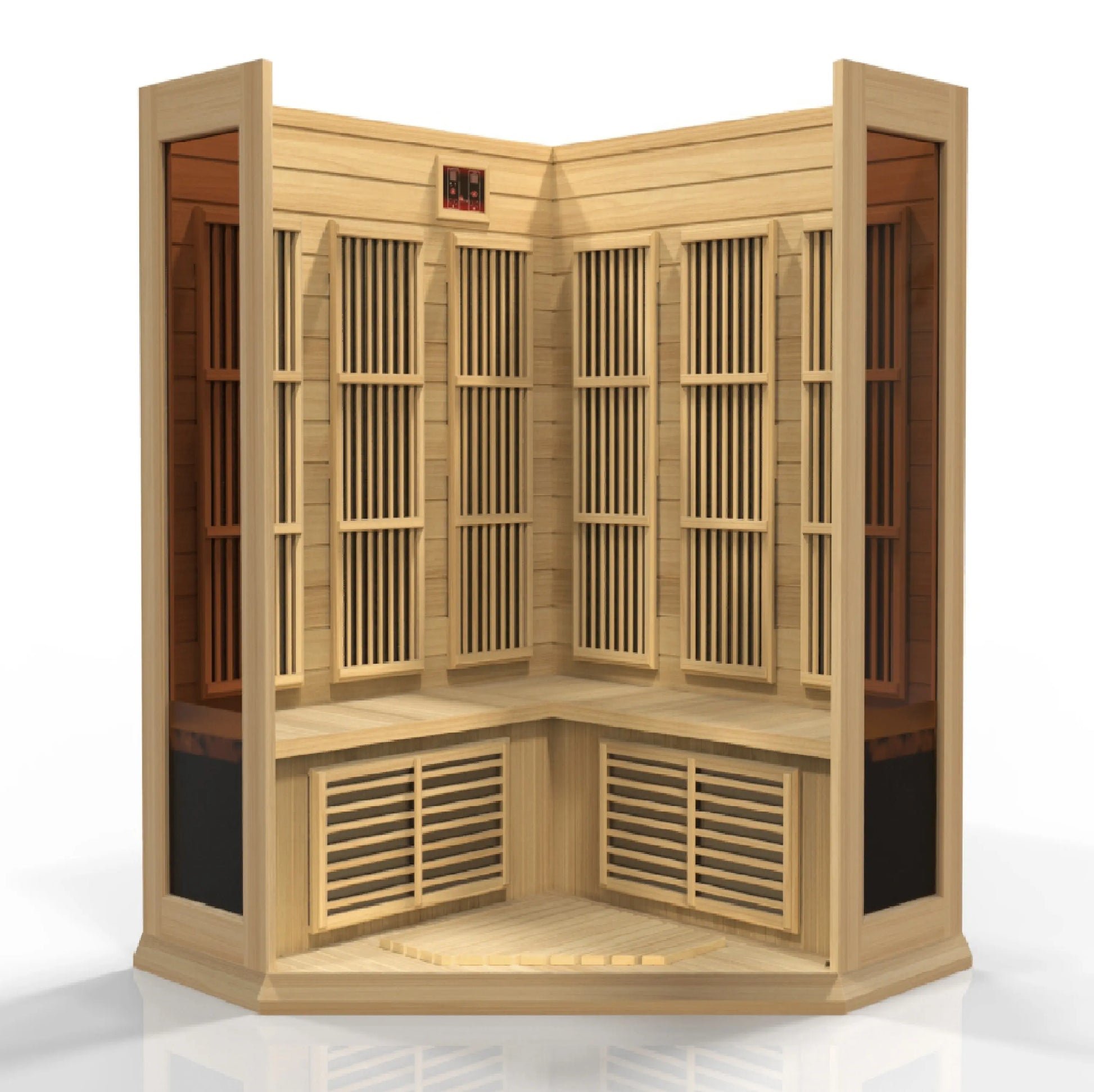 Maxxus 3-Person Corner Low EMF FAR Infrared Sauna (MX-K356-01 Hemlock) Maxxus